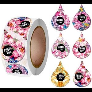 500 roll Thank you water drop stickers floral
